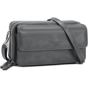 Women Retrro Grey Imported Faux Leather Crossbody Wallet With Phone Pocket Bag